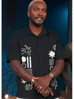 New Access Hollywood Scott Evans Black Embroidered Shirt