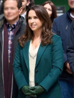 Lacey Chabert A Merry Scottish Christmas Teal Trench Coat