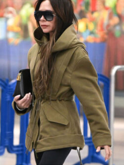 Victoria Beckham Jfk Khaki Green Hooded Jacket