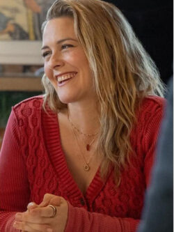 New A Merry Little Ex-Mas 2025 Alicia Silverstone Red Cardigan