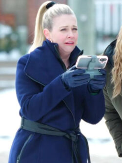 New A Merry Little Ex-Mas 2025 Melissa Joan Hart Blue Belted Coat