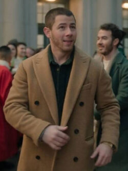 New A Very Jonas Christmas Nick Jonas Brown Coat