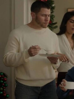 New A Very Jonas Christmas Nick Jonas White Sweatshirt