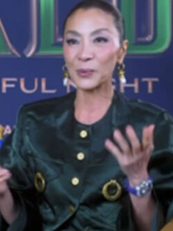 New Access Hollywood 2025 Michelle Yeoh Green Collarless Jacket