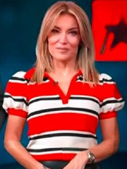 New Access Hollywood Kit Hoover Red Stripe Polo Top