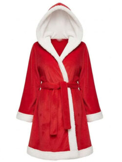 Cozy Red Christmas Hooded Robe