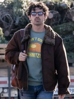 Film A Very Jonas Christmas Movie 2025 Joe Brown Shearling Jacket