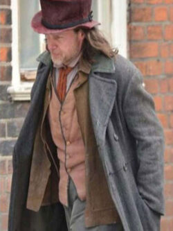 Guy Pearce A Christmas Carol Ebenezer Scrooge Grey Wool-Blend Coat
