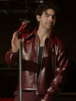 A Very Jonas Christmas Joe Jonas Burgundy Leather Jacket