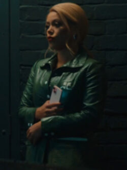 New Wild Cherry S01 Nicôle Lecky Green Leather Coat