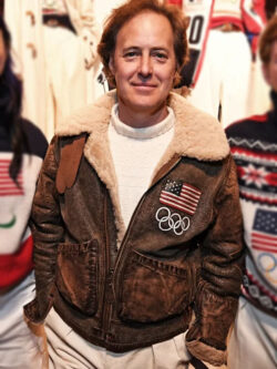 New 2026 Winter Olympics Polo Ralph Lauren Team USA Brown Leather Flight Jacket