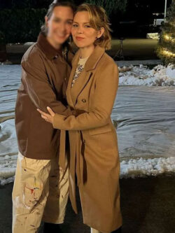 Ali Liebert The Christmas Baby 2025 Erin Brown Wool Trench Coat