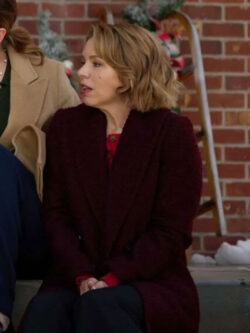 Ali Liebert The Christmas Baby 2025 Erin Pinnelli Maroon Sherpa Coat