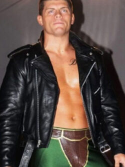WWE Cody Rhodes US Flag Black Leather Jacket New