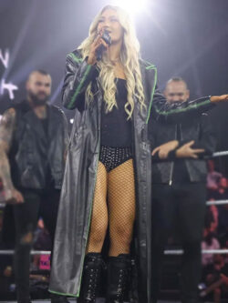 WWE NXT Izzi Dame Black Leather Trench Coat New