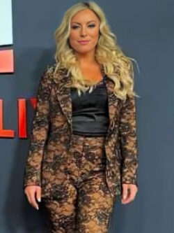 WWE NXT Sarah Schreiber Red Carpet Lace Suit New