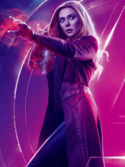 WandaVision Elizabeth Olsen Leather Coat New
