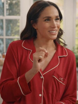 New With Love Meghan Holiday Celebration Meghan Markle Red Shirt
