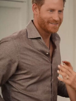 New With Love Meghan Holiday Celebration Prince Harry Grey Shirt