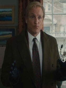 Woody Harrelson Ella McCay 2025 Eddie McCay Green Wool Coat