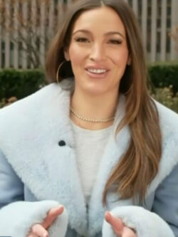 New Access Hollywood 2026 Emily Orozco Blue Fur Collar Coat