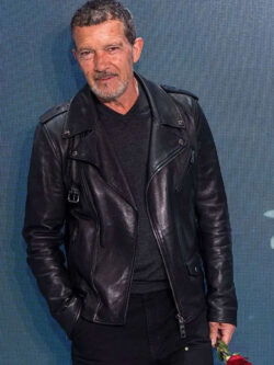 Antonio Banderas 2025 Black Leather Jacket New