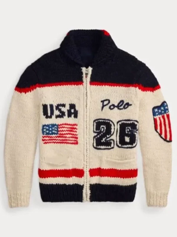 Winter Olympics Team USA Wool Cardigan New