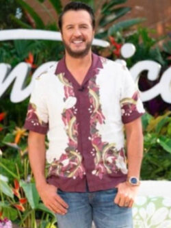 American Idol S24 Luke Bryan White & Burgundy Floral Shirt New