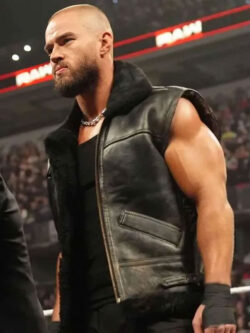WWE Austin Theory Shearling Leather Vest New