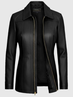 Womens Black Leather Jacket New
