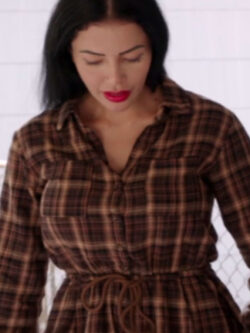 New 90 Day Fiance Happily Ever After S09 Jasmine Pineda Brown Plaid Romper