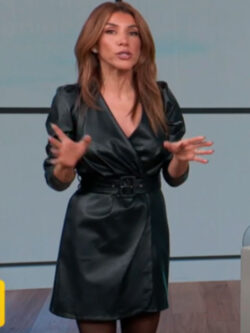 New Access Daily 2025 Adrianna Costa Black Leather Belted Mini Dress