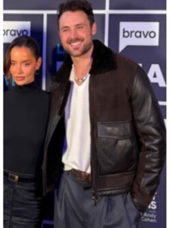 New Watch What Happens Live 2026 Dylan Efron Brown Biker Jacket